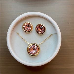 Swarovski Pink Crystal Necklace and Earring Set
